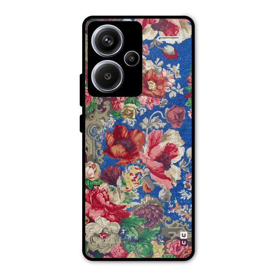 Block Printed Flowers Metal Back Case for Redmi Note 13 Pro Plus