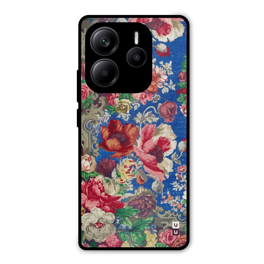 Block Printed Flowers Metal Back Case for Redmi Note 14 5G