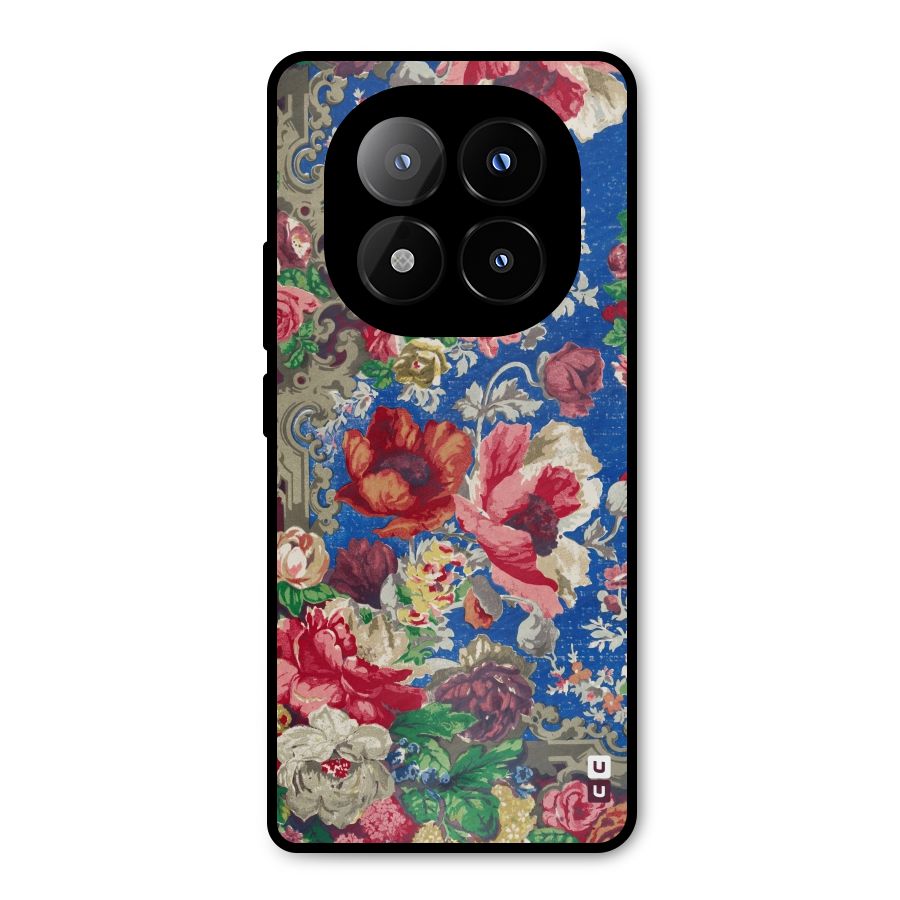 Block Printed Flowers Metal Back Case for Redmi Note 14 Pro Plus 5G