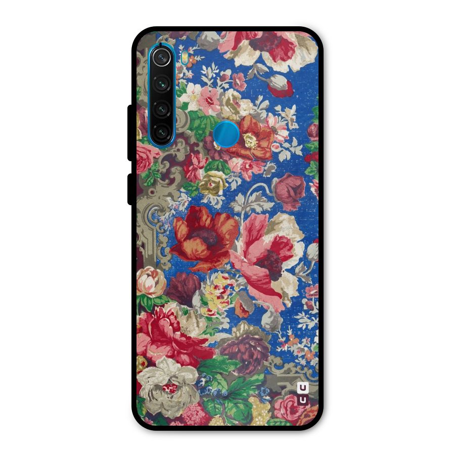 Block Printed Flowers Metal Back Case for Redmi Note 8
