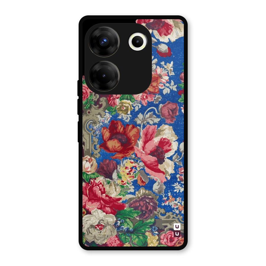 Block Printed Flowers Metal Back Case for Tecno Camon 20