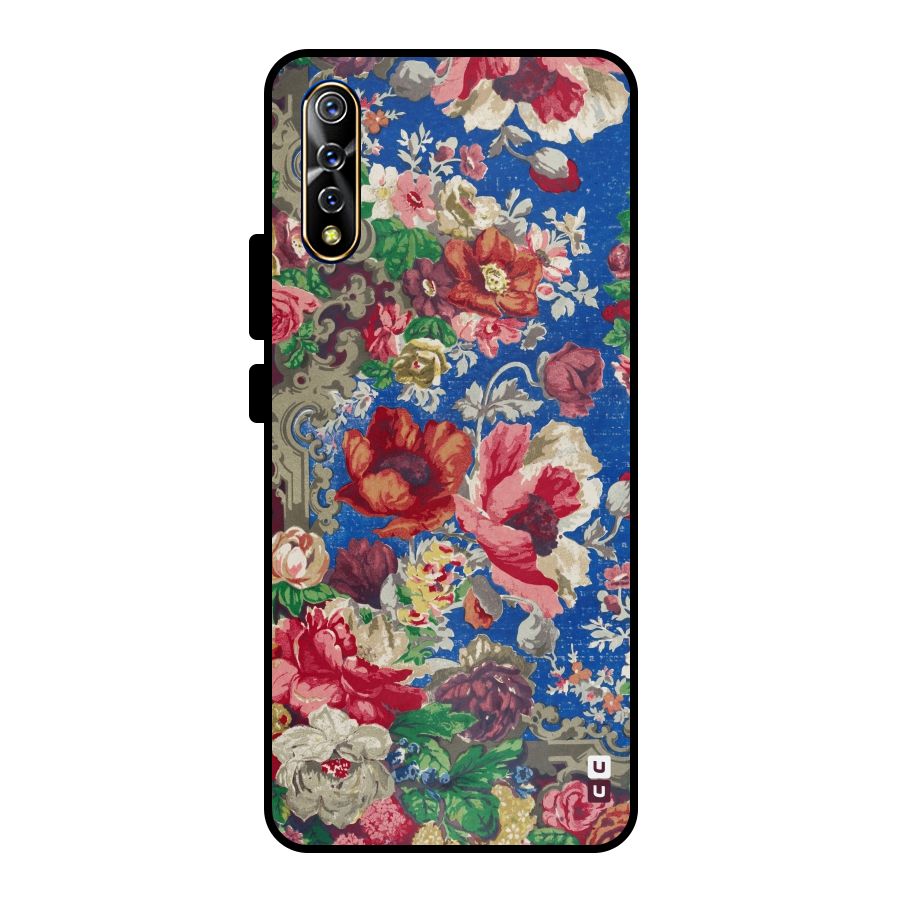 Block Printed Flowers Metal Back Case for Vivo S1
