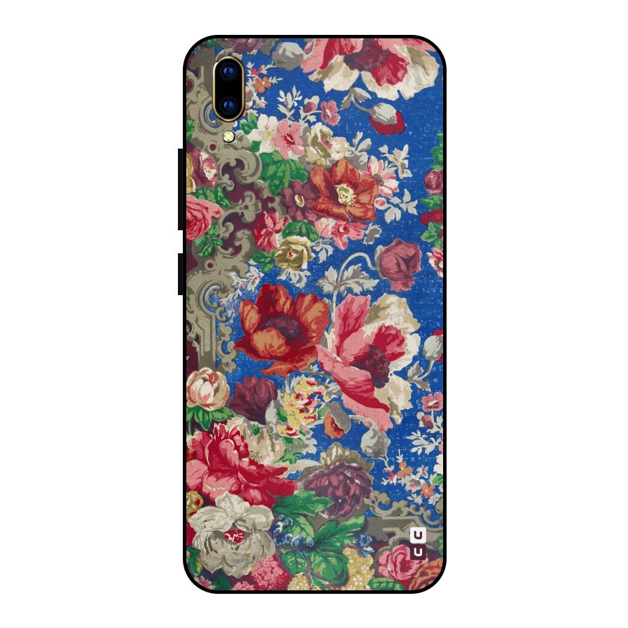 Block Printed Flowers Metal Back Case for Vivo V11 Pro