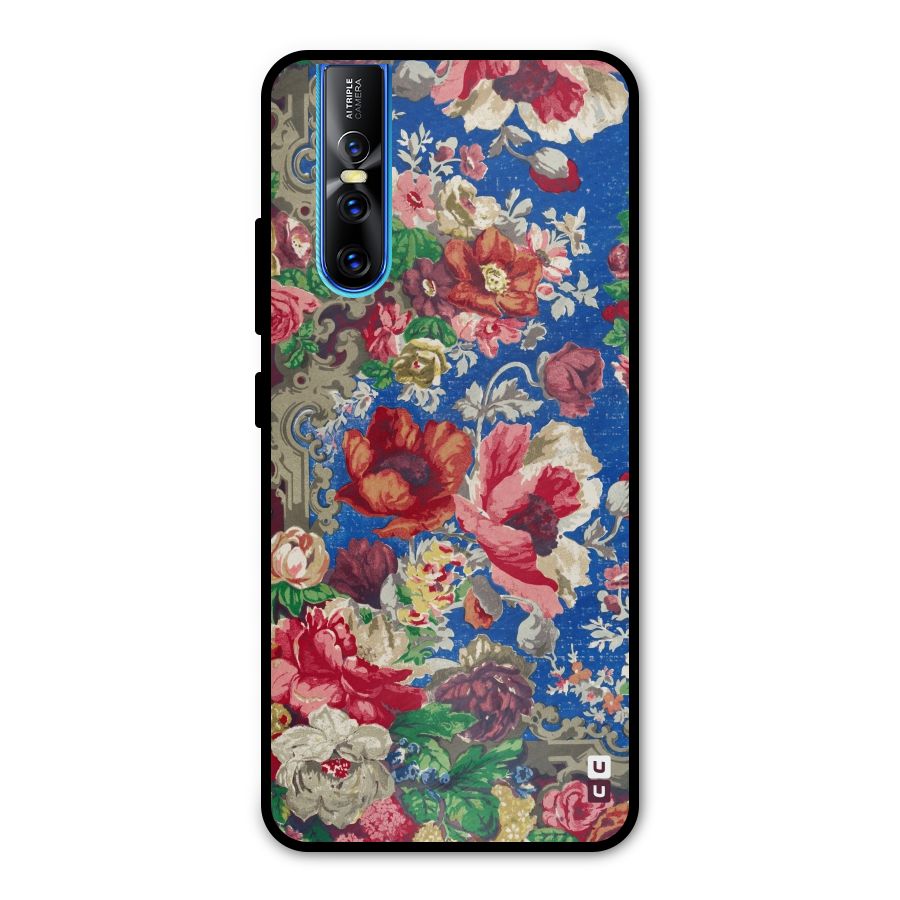 Block Printed Flowers Metal Back Case for Vivo V15 Pro