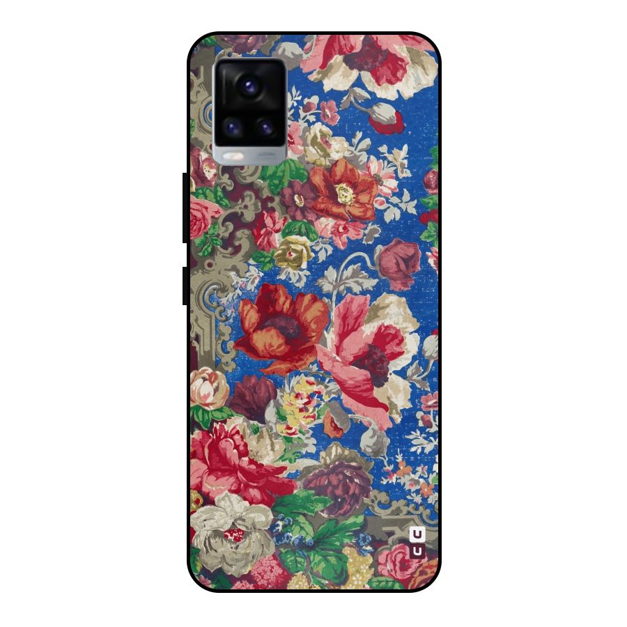 Block Printed Flowers Metal Back Case for Vivo V20