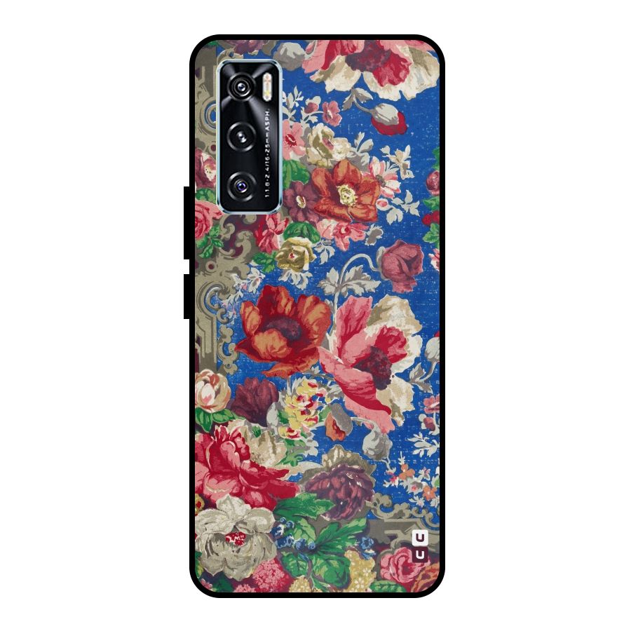 Block Printed Flowers Metal Back Case for Vivo V20 SE