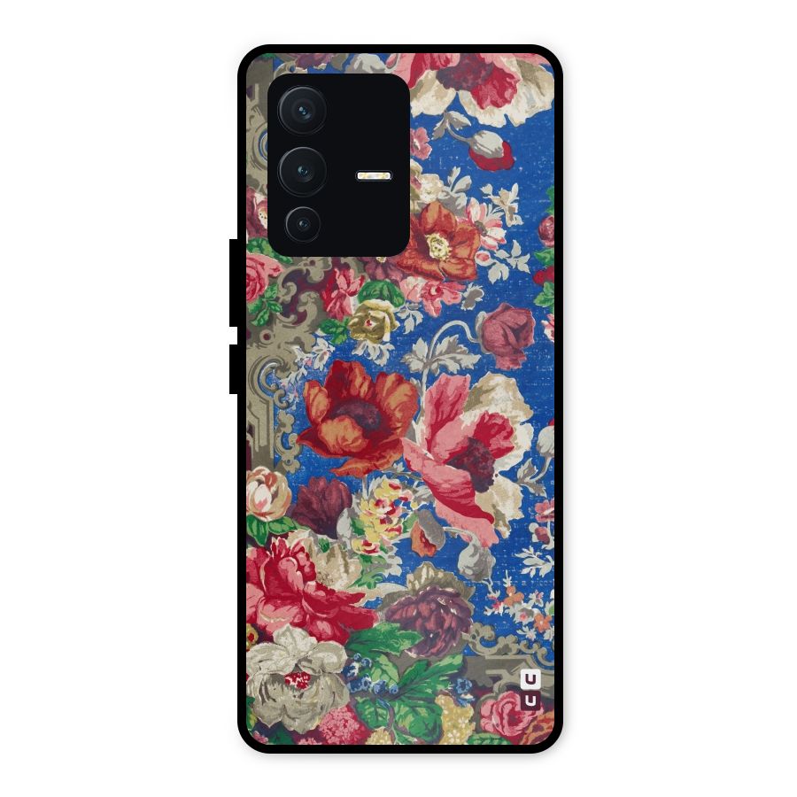 Block Printed Flowers Metal Back Case for Vivo V23 5G