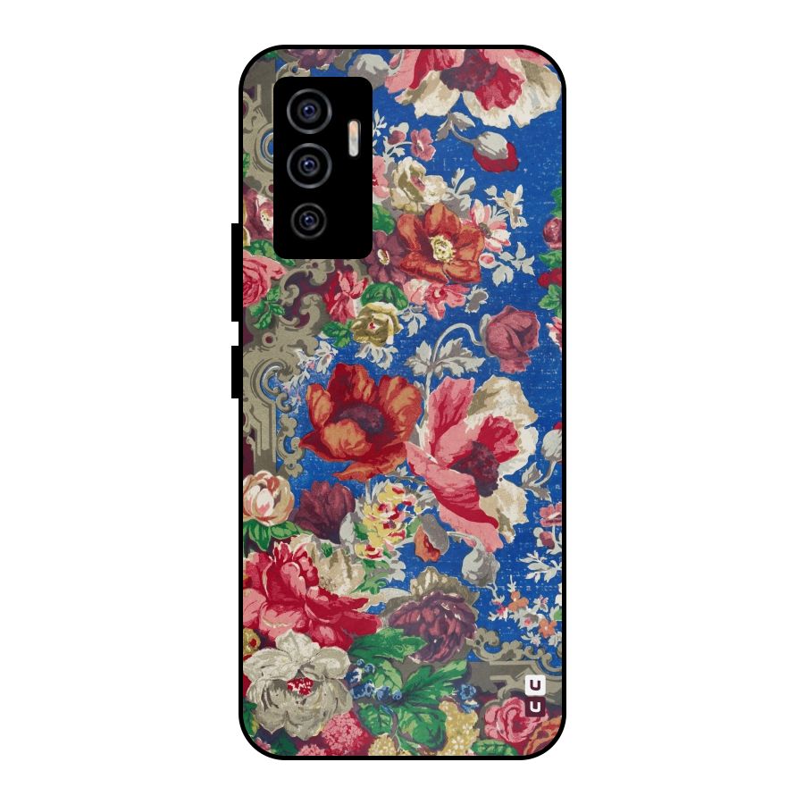 Block Printed Flowers Metal Back Case for Vivo V23e