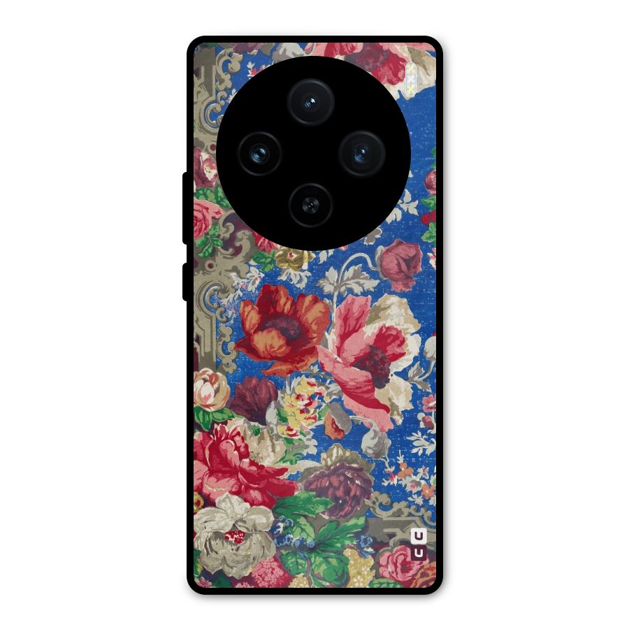 Block Printed Flowers Metal Back Case for Vivo X100