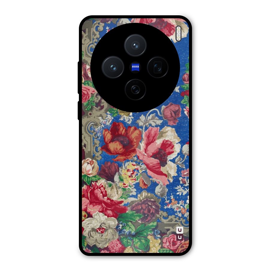 Block Printed Flowers Metal Back Case for Vivo X200