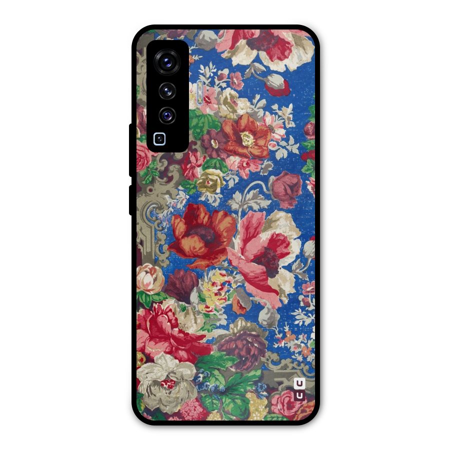Block Printed Flowers Metal Back Case for Vivo X50