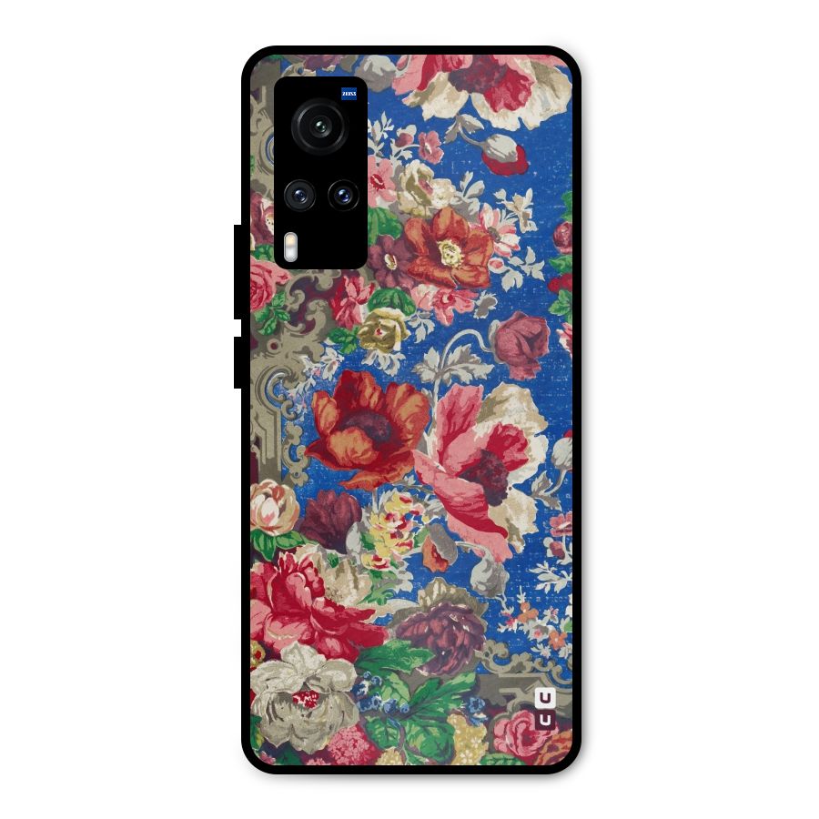 Block Printed Flowers Metal Back Case for Vivo X60
