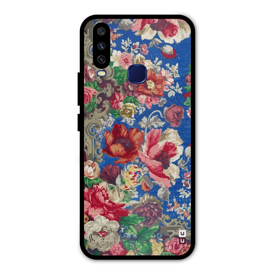 Block Printed Flowers Metal Back Case for Vivo Y12