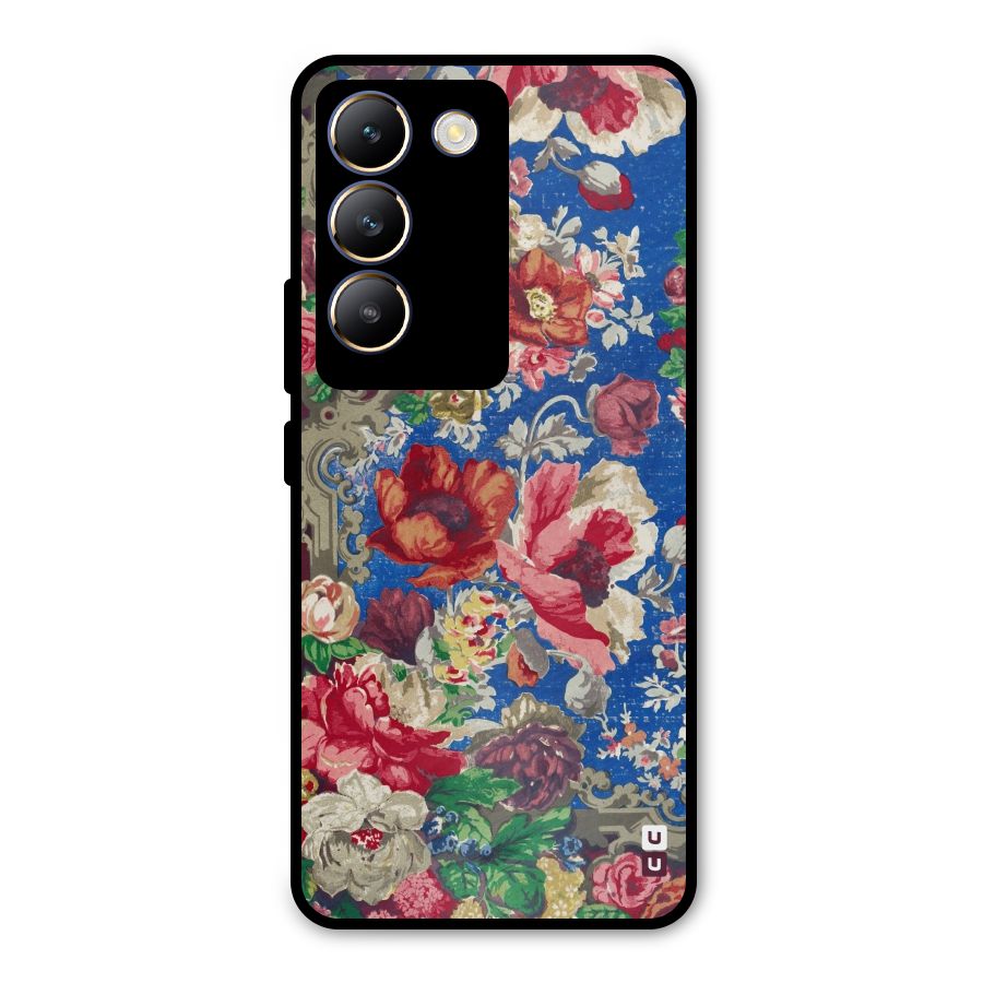 Block Printed Flowers Metal Back Case for Vivo Y200e