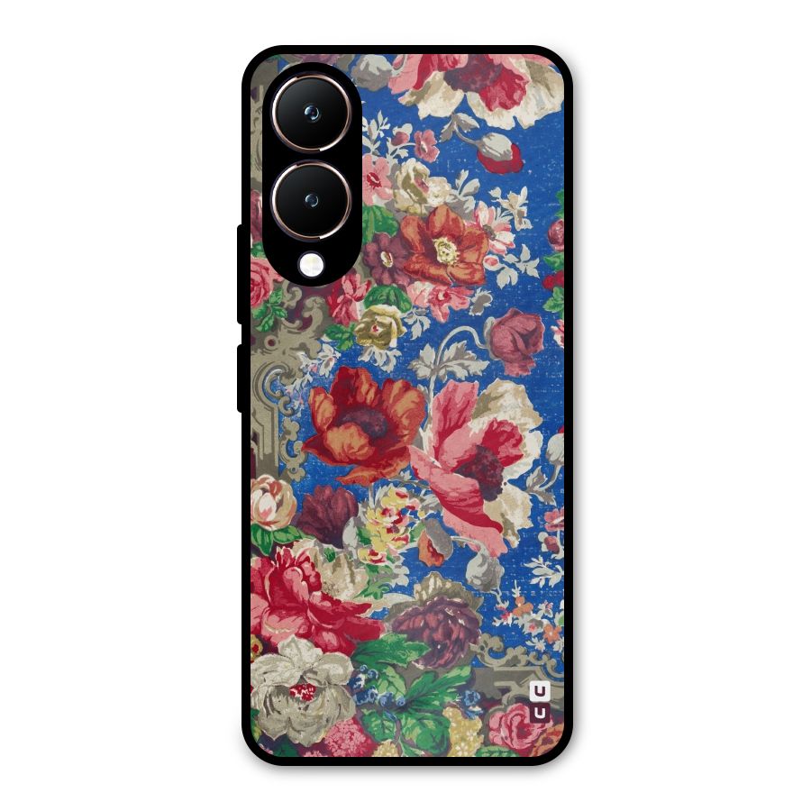 Block Printed Flowers Metal Back Case for Vivo Y28