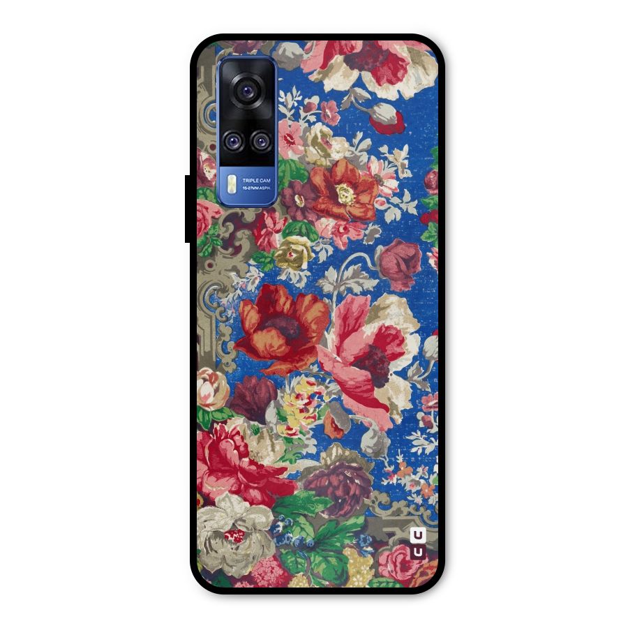 Block Printed Flowers Metal Back Case for Vivo Y31