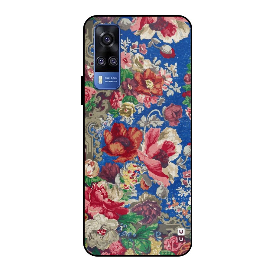 Block Printed Flowers Metal Back Case for Vivo Y51