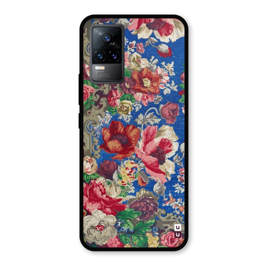 Block Printed Flowers Metal Back Case for Vivo Y73