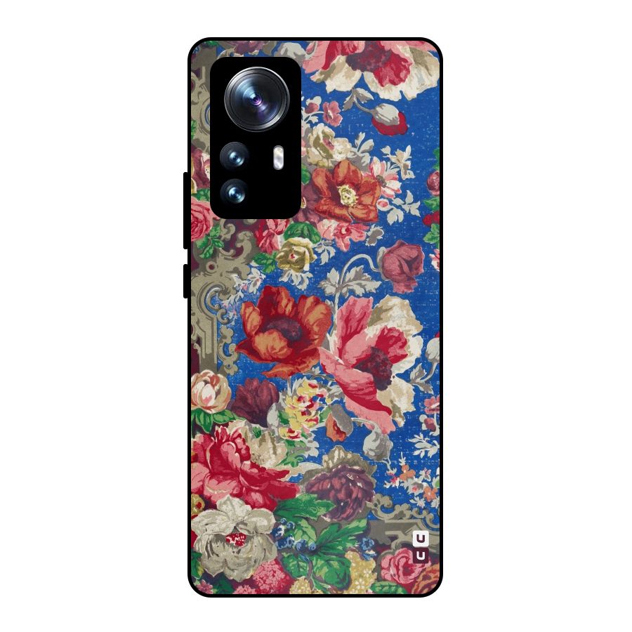 Block Printed Flowers Metal Back Case for Xiaomi 12 Pro
