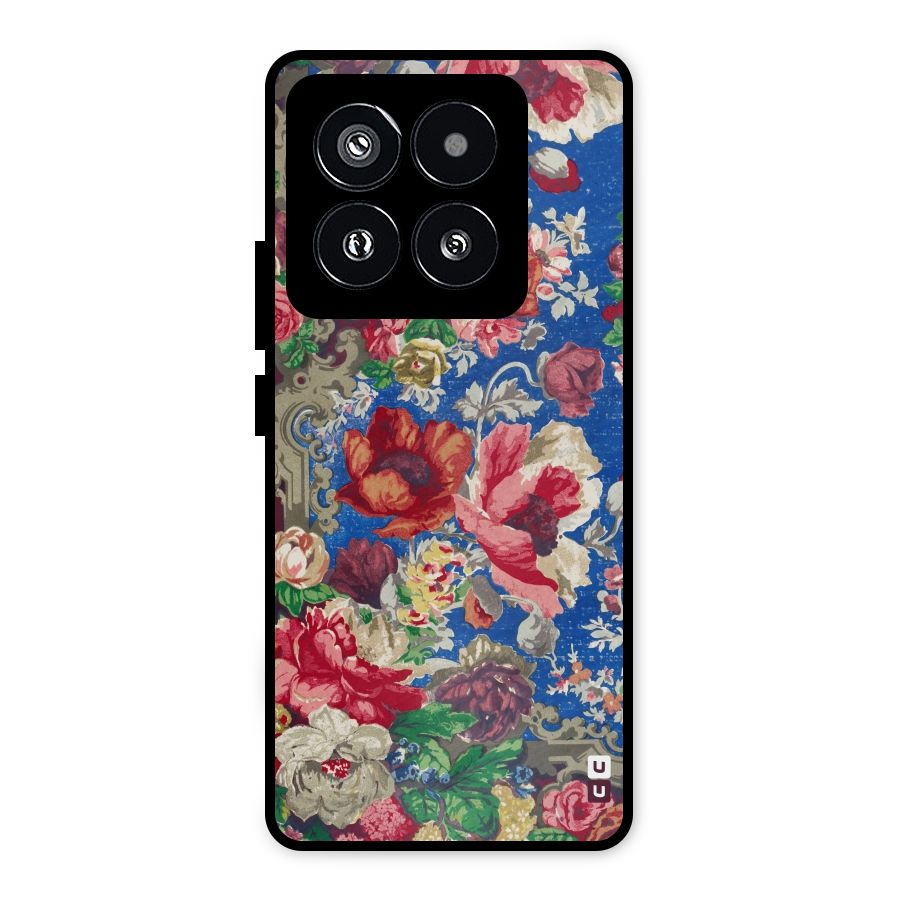 Block Printed Flowers Metal Back Case for Xiaomi 14 Pro