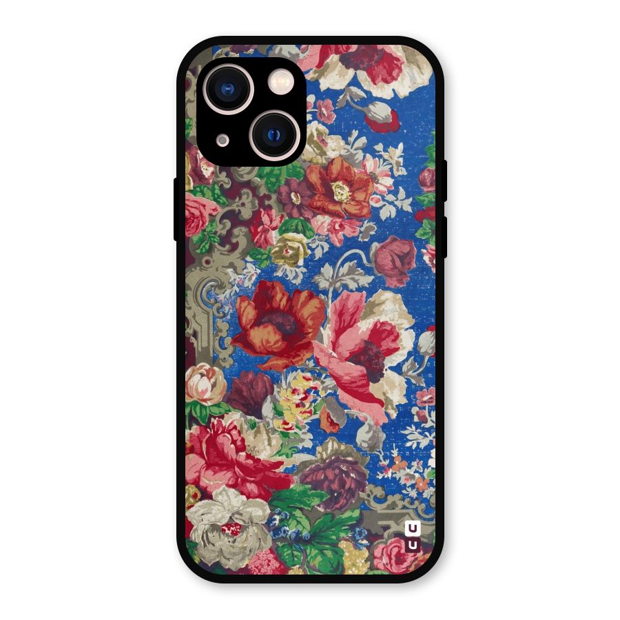 Block Printed Flowers Metal Back Case for iPhone 13