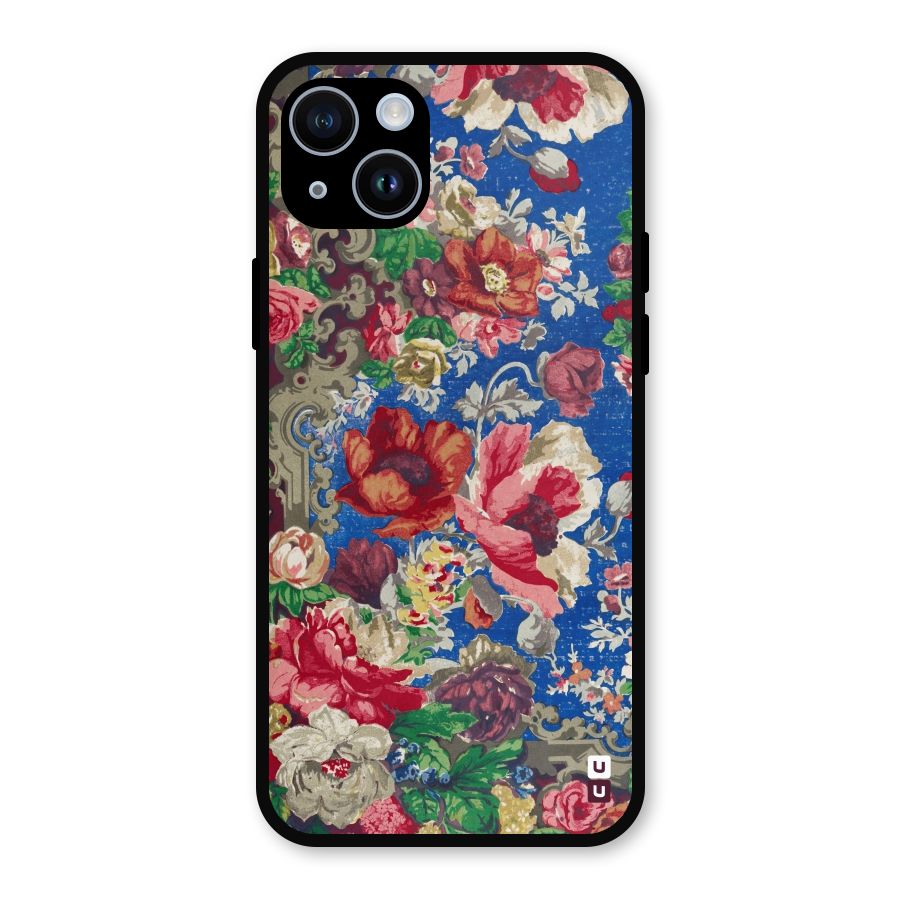 Block Printed Flowers Metal Back Case for iPhone 14