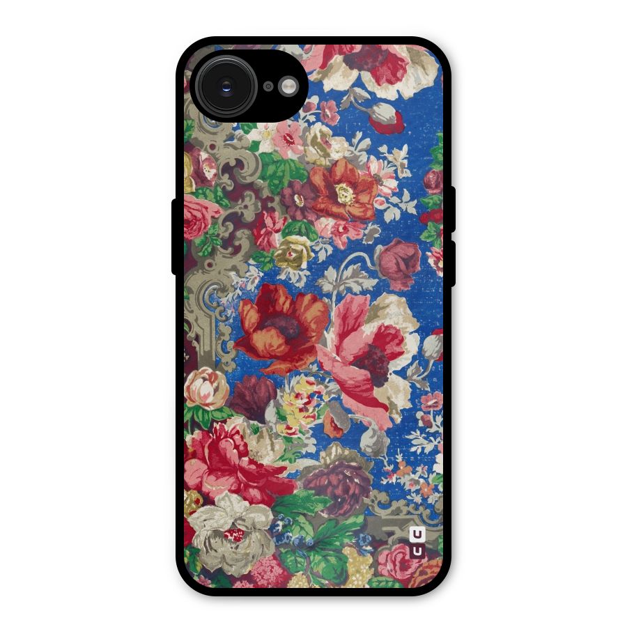 Block Printed Flowers Metal Back Case for iPhone 16e