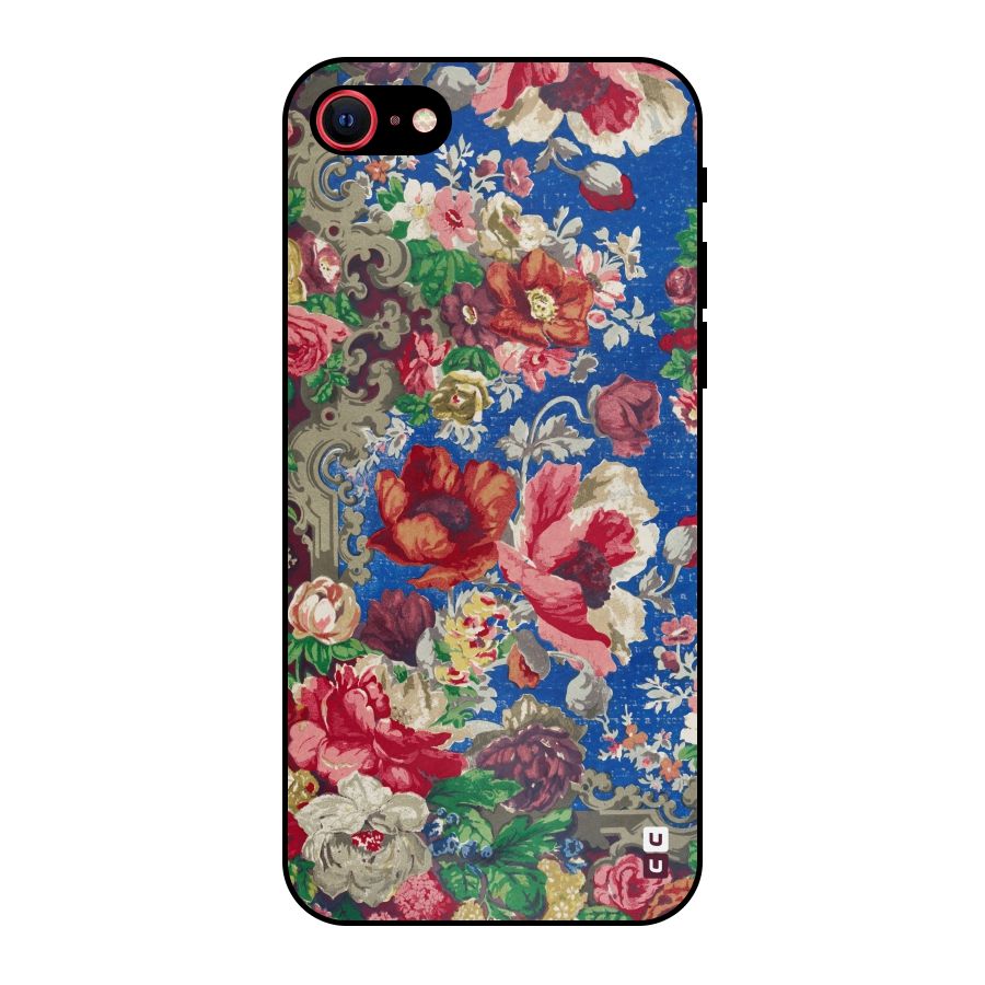Block Printed Flowers Metal Back Case for iPhone 7