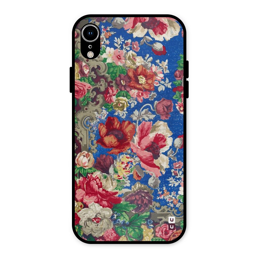 Block Printed Flowers Metal Back Case for iPhone XR