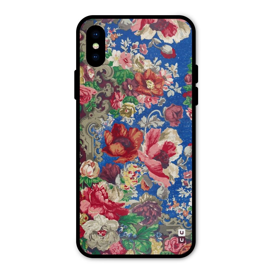 Block Printed Flowers Metal Back Case for iPhone XS