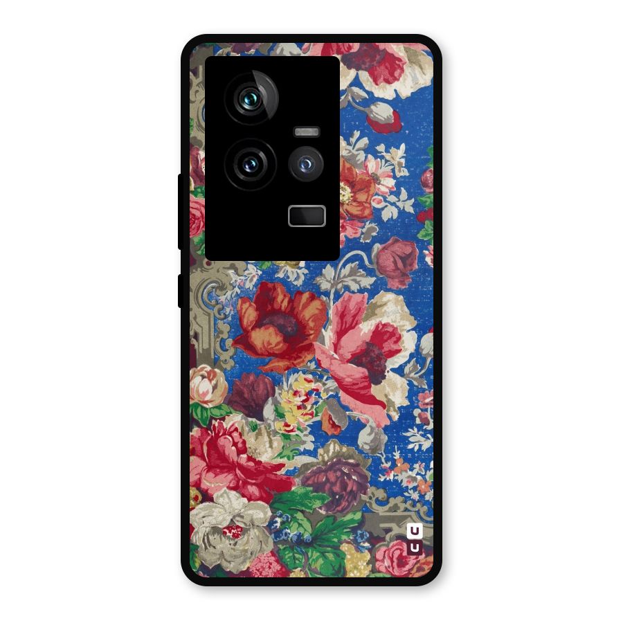 Block Printed Flowers Metal Back Case for iQOO 11 5G