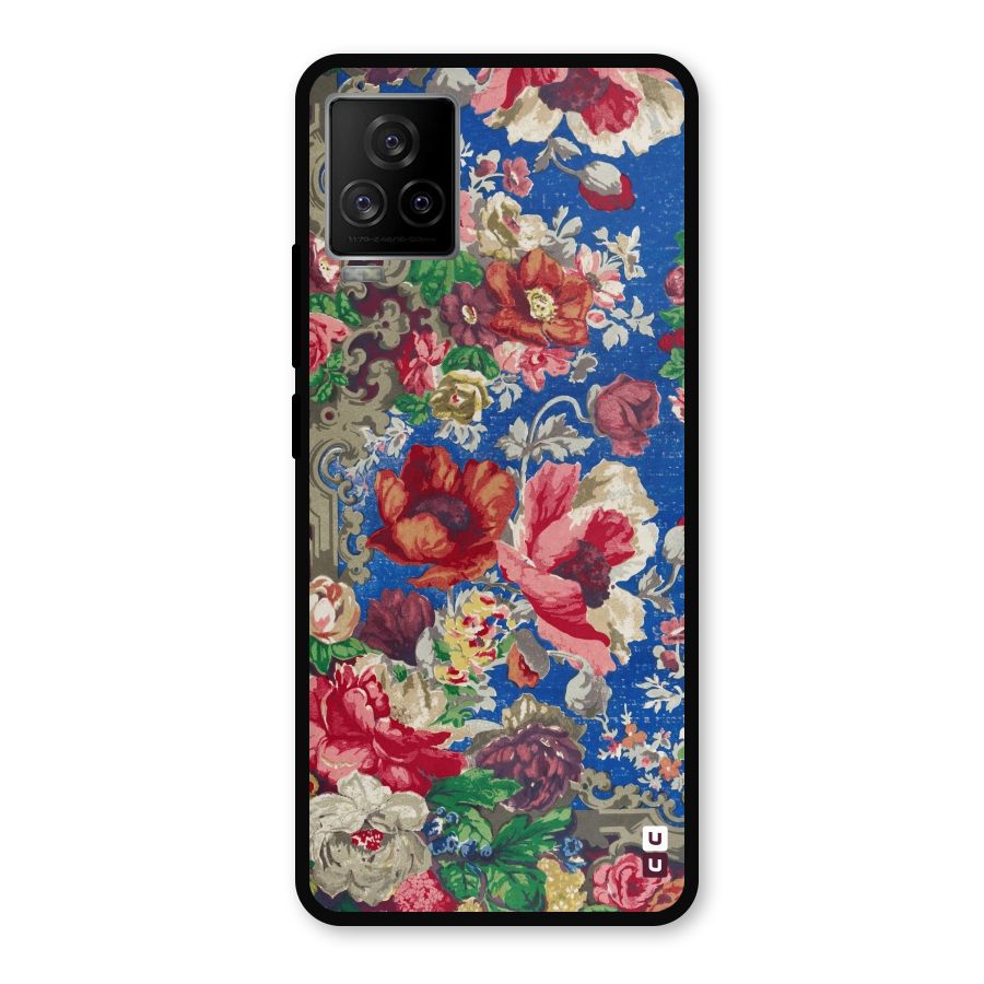 Block Printed Flowers Metal Back Case for iQOO 7 Legend 5G
