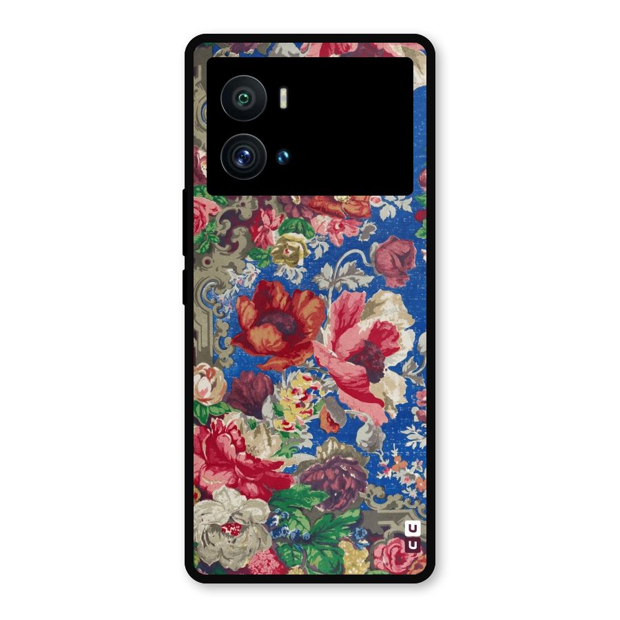 Block Printed Flowers Metal Back Case for iQOO 9 Pro