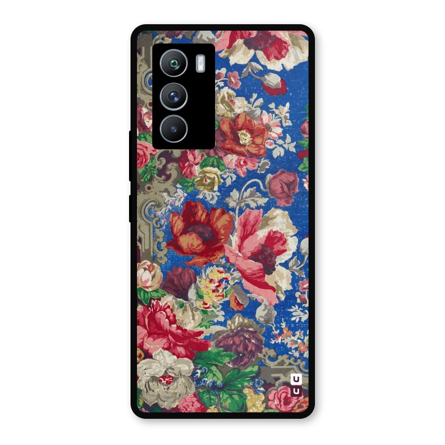 Block Printed Flowers Metal Back Case for iQOO 9 SE