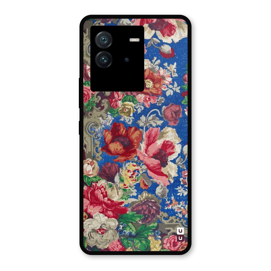 Block Printed Flowers Metal Back Case for iQOO Neo 6 5G