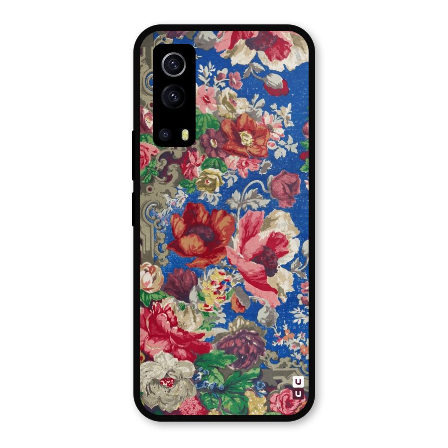 Block Printed Flowers Metal Back Case for iQOO Z3