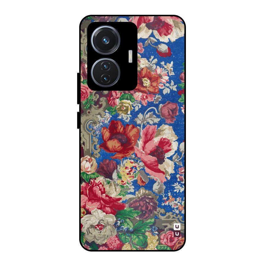 Block Printed Flowers Metal Back Case for iQOO Z6 44W