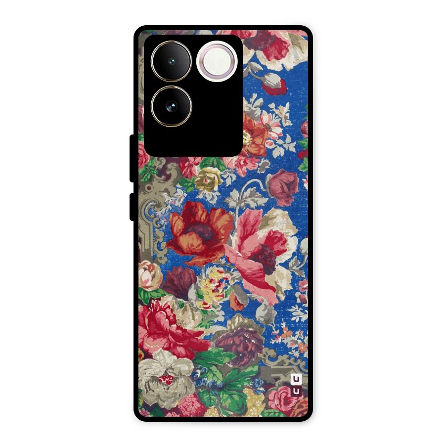 Block Printed Flowers Metal Back Case for iQOO Z7 Pro