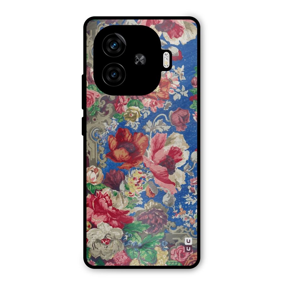 Block Printed Flowers Metal Back Case for iQOO Z9 Turbo