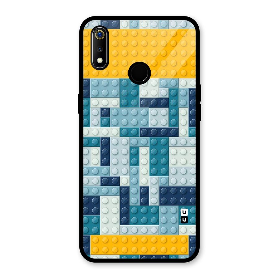 Blocks Blues Glass Back Case for Realme 3i