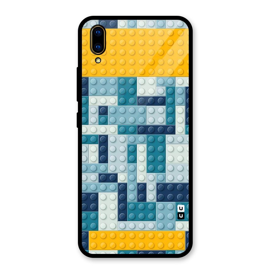 Blocks Blues Glass Back Case for Vivo V11 Pro