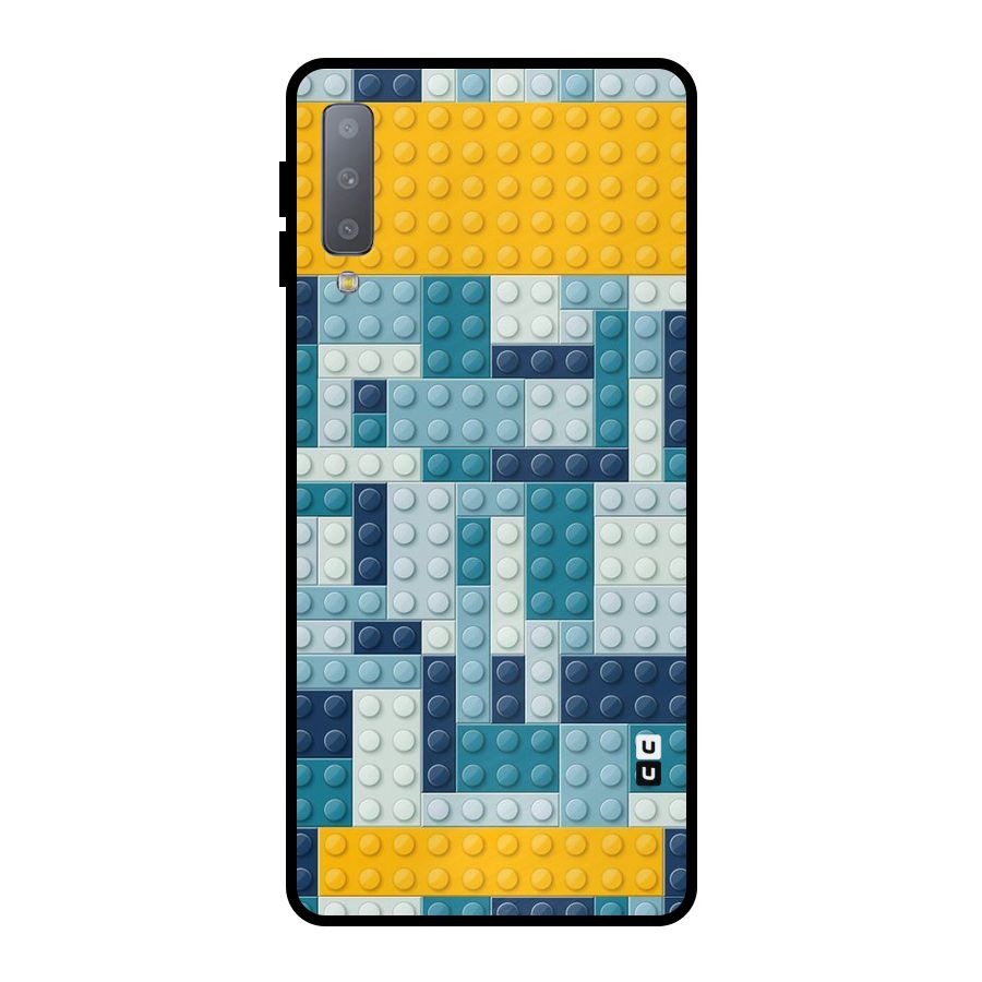 Blocks Blues Metal Back Case for Galaxy A7 (2018)