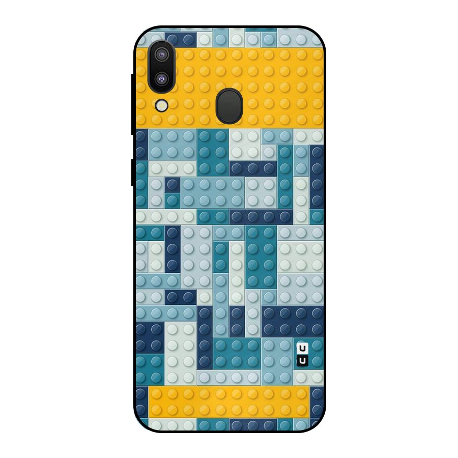 Blocks Blues Metal Back Case for Galaxy M20