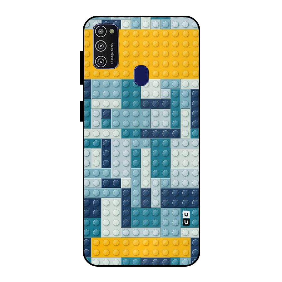 Blocks Blues Metal Back Case for Galaxy M30s