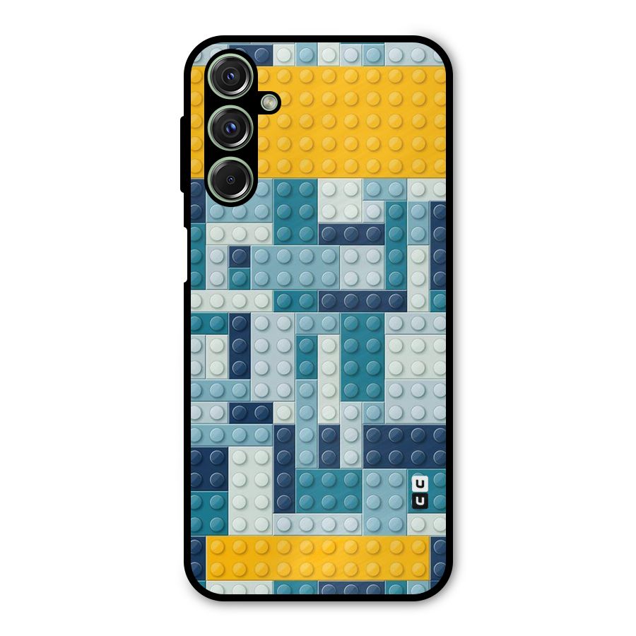 Blocks Blues Metal Back Case for Galaxy M34