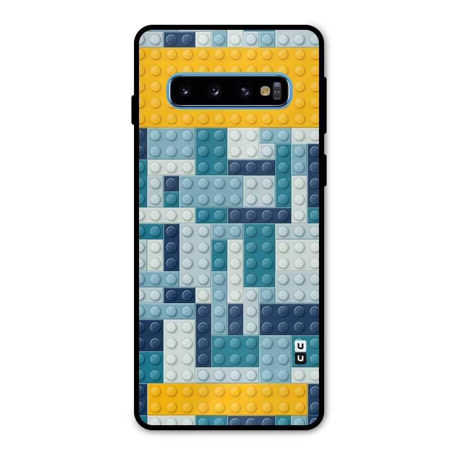Blocks Blues Metal Back Case for Galaxy S10