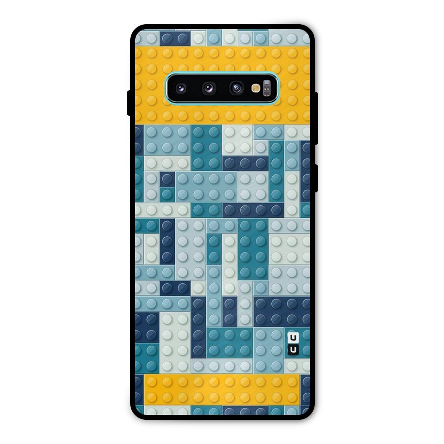 Blocks Blues Metal Back Case for Galaxy S10 Plus