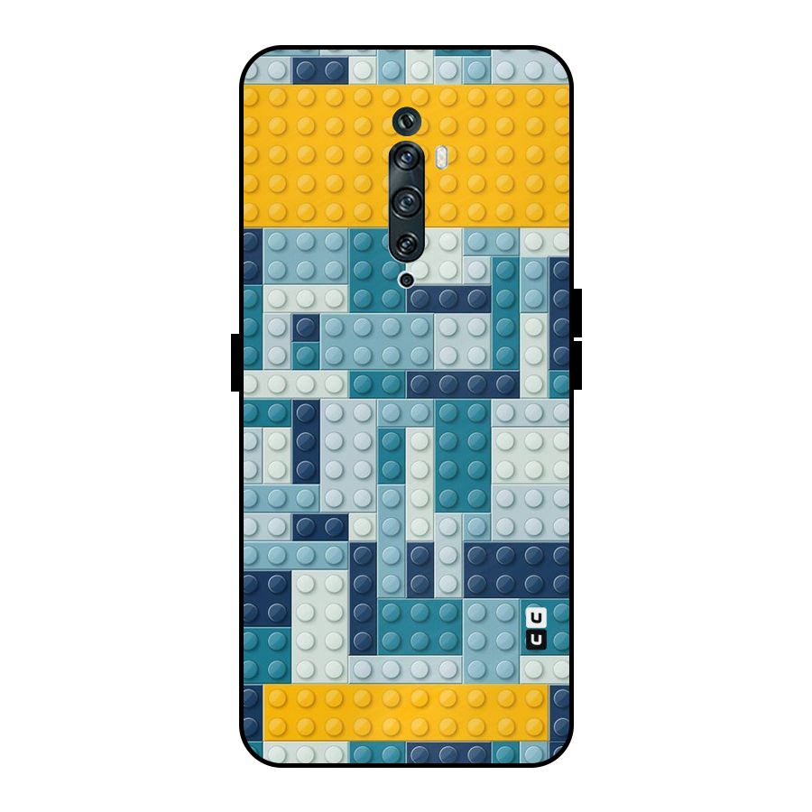 Blocks Blues Metal Back Case for Oppo Reno2 F