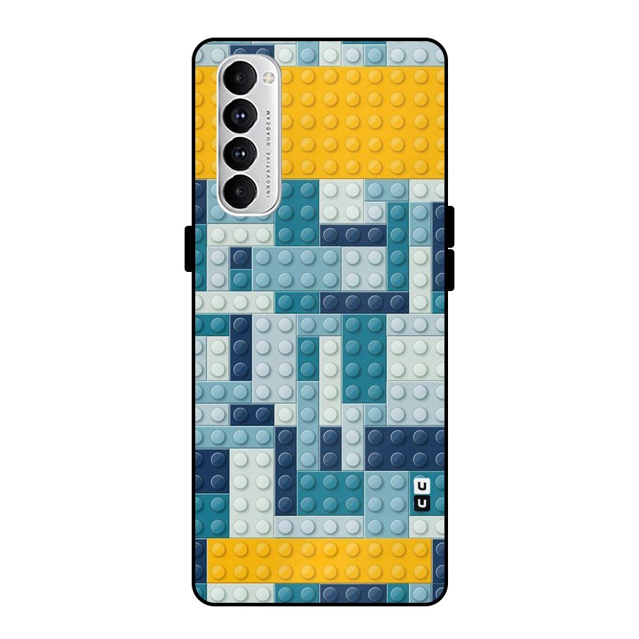 Blocks Blues Metal Back Case for Oppo Reno4 Pro
