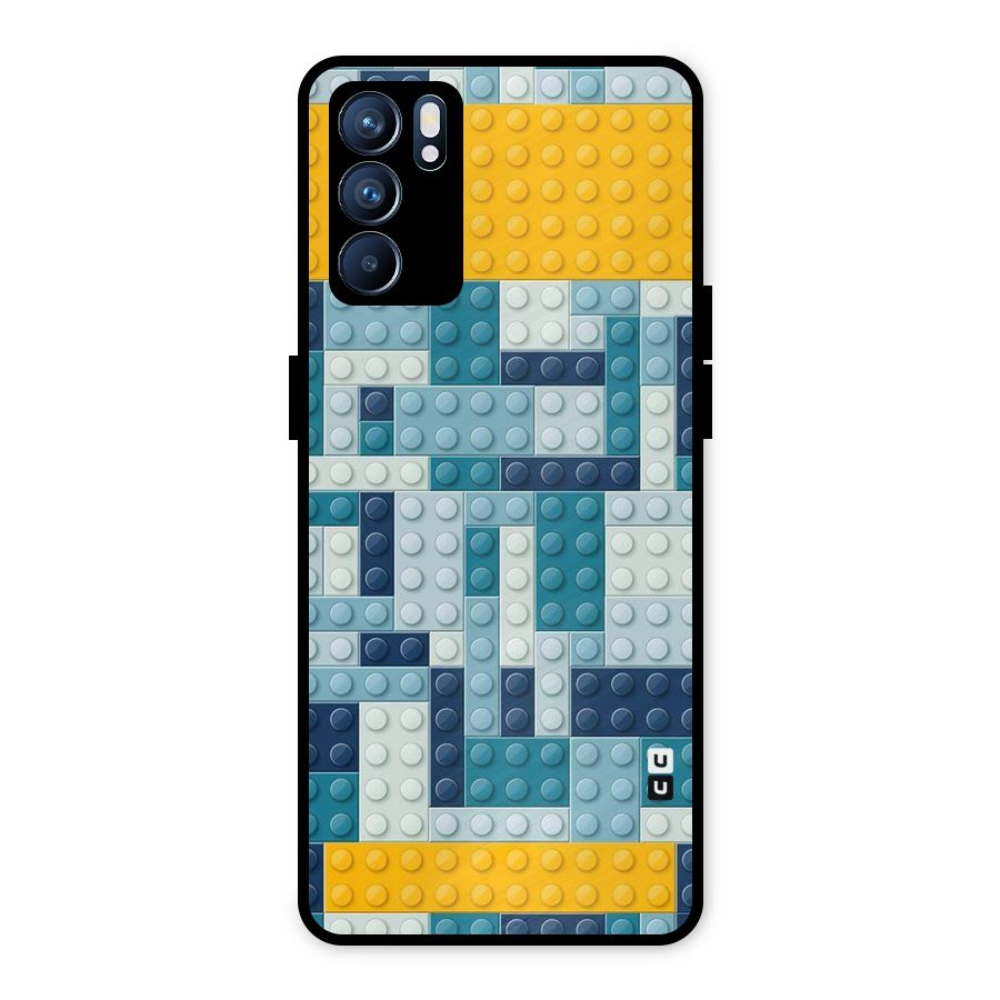 Blocks Blues Metal Back Case for Oppo Reno6 5G